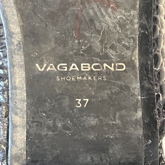 Vagabond Shoemakers Black Leather Square Toe Mules Size 37 Crocodile Embossed - Picture 10 of 11